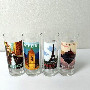 Ocean Thailand Set of 4 Highball Glasses Venice Nice Paris Normandy